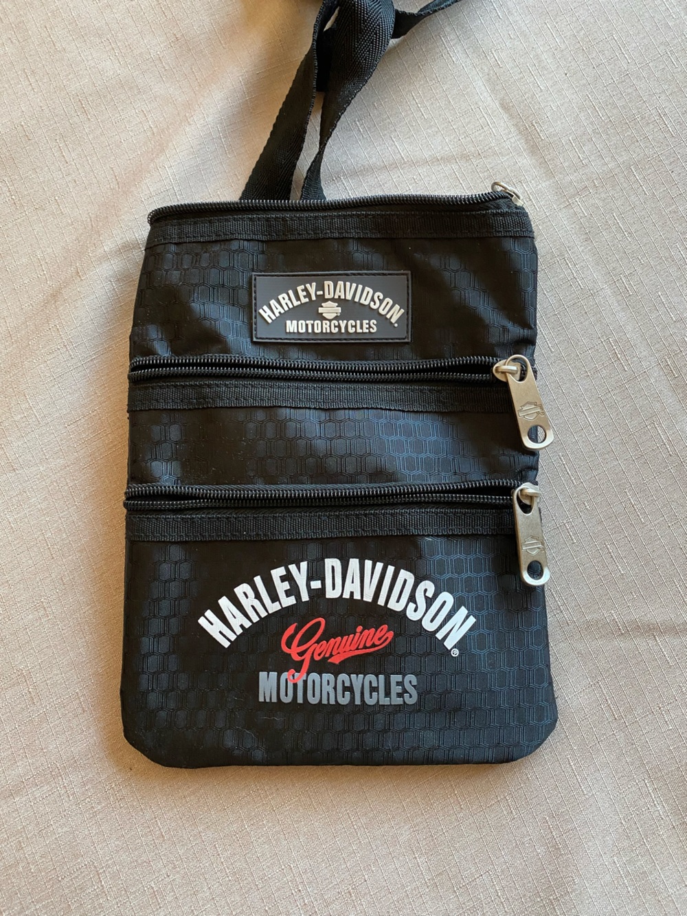 Harley-Davidson Black Crossbody Zip Pouch with Red Accent